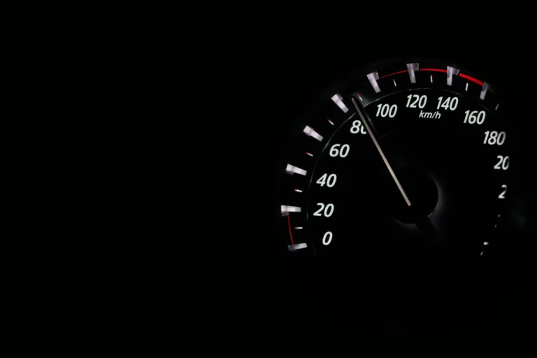 Car speedometer in dark